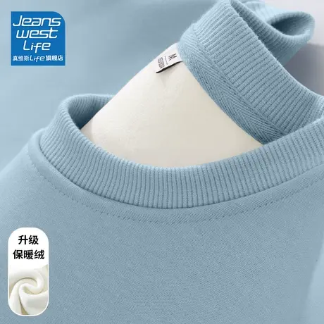 真维斯LIFE加绒加厚圆领卫衣女秋冬款2023新款爆款小个子休闲外套商品大图