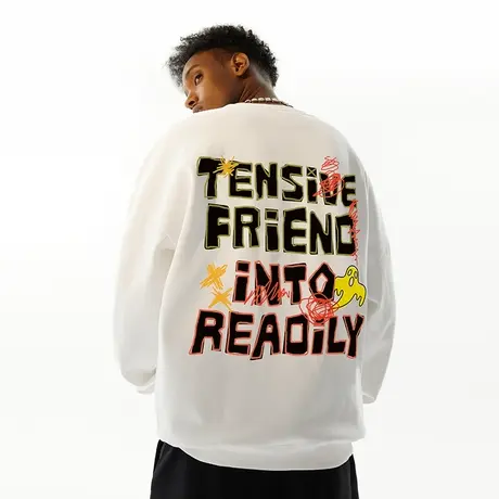 Nuthink欧美潮牌字母圆领卫衣男潮潮牌高街宽松大码男款春季上衣商品大图