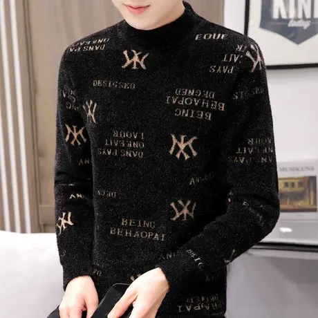 青年毛衣男士保暖秋装加厚款针织衫男韩版潮流冬季保暖线衣上衣服图片