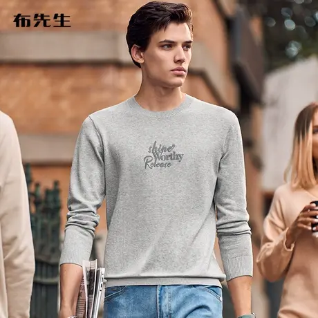 MrBu布先生100%棉针织衫长袖秋冬印花美式休闲毛衣男BT11977断码商品大图