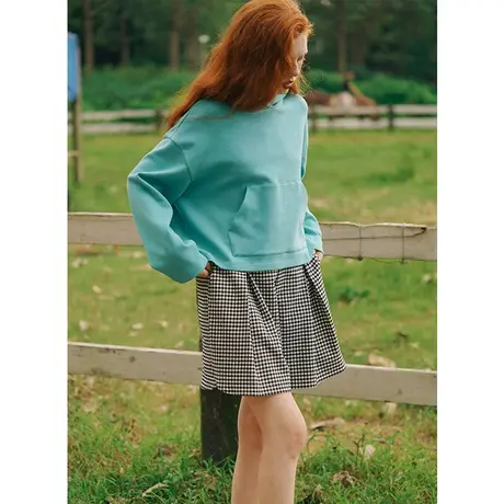 omont蛋挞家 复古学院宽松纯棉连帽短款卫衣女学生长袖外套早秋图片