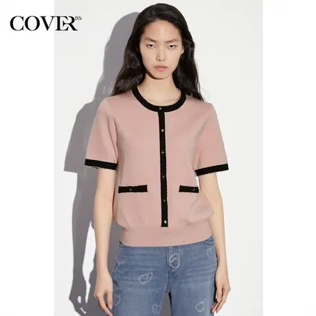 COVER春季香风珐琅扣羊毛混纺上衣图片