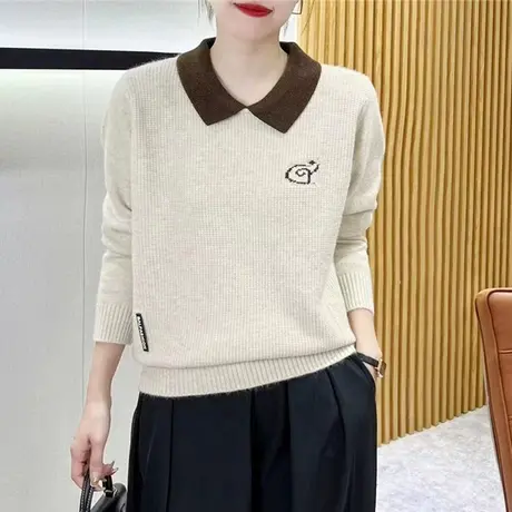 polo领毛衣女秋冬打底衫加厚设计感小众爆款时尚针织衫洋气百搭女商品大图