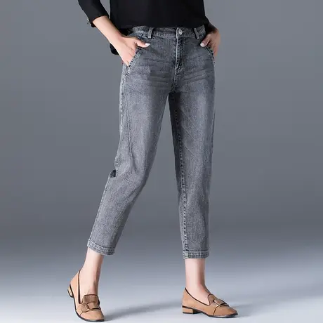 七分牛仔裤女夏季薄款2024新款烟灰色女裤哈伦裤九分裤八分裤女夏商品大图