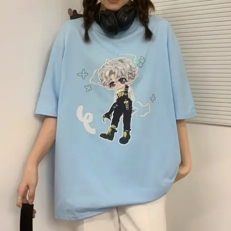 短袖t恤女夏季大码设计感小众半袖宽松韩版ins原宿bf慵懒风上衣服商品大图