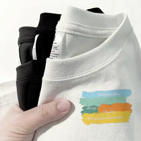 盐系宽松街头印花短袖T恤女oversize百搭情侣tee别致设计感上衣夏商品大图