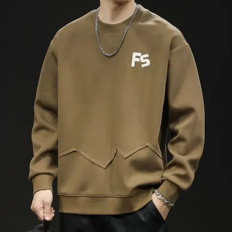 重磅潮牌卫衣男春秋款圆领男款衣服春季2024新款长袖大码美式刺绣商品大图