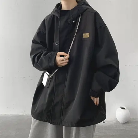 黑武士冲锋衣外套男秋季美式高街潮牌宽松户外登山机能风工装夹克商品大图