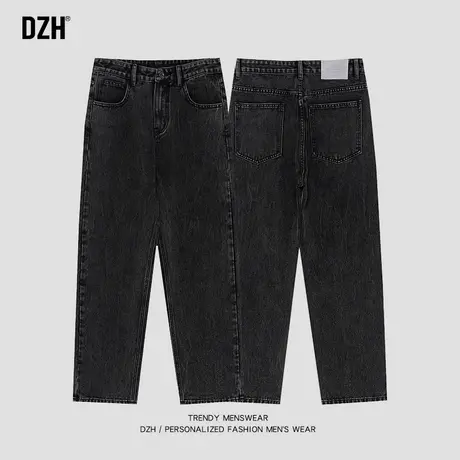 男士黑色牛仔裤男秋季潮牌男装2023新款直筒裤美式休闲裤运动长裤商品大图