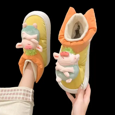 2023新款厚底雪地靴女冬季外穿可爱加绒加厚保暖防水防滑面包棉鞋商品大图