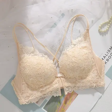 美背内衣女聚拢薄款收副乳2022新款交叉带不掉肩抹胸式防走光文胸商品大图