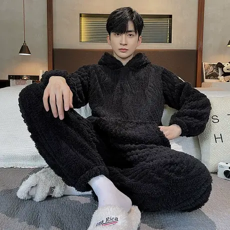 睡衣男冬季加绒加厚珊瑚绒秋冬冬款男士家居服套装2023新款法兰绒图片