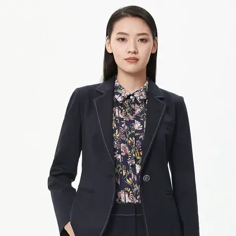 朗姿 秋季简约风一粒扣收腰女式西装线下商场同款奥莱图片