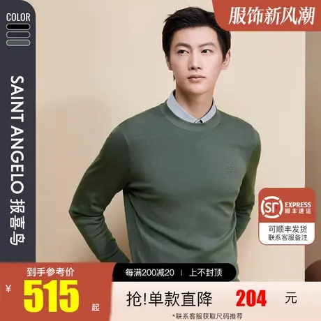 报喜鸟2023秋季新款男时尚休闲毛衣直筒亲肤羊毛针织衫套头羊毛衫图片