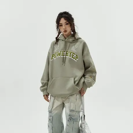 YEP美式复古连帽卫衣女春秋2024年新款潮牌宽松oversize外套图片