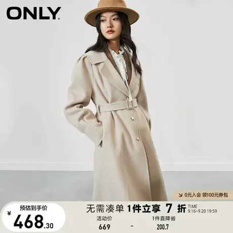 ONLY奥莱时尚潮流赫本风含绵羊毛长款高端毛呢大衣女商品大图