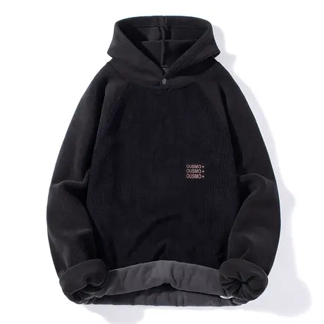 男士加绒保暖衣2023新款连帽加厚卫衣打底衫潮牌上衣外套时尚内搭图片