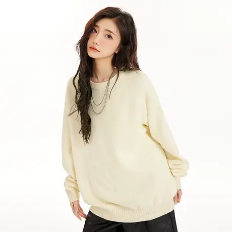 Nuthink套头宽松纯色潮牌简约基础款毛衣男潮冬季国潮情侣针织衫图片