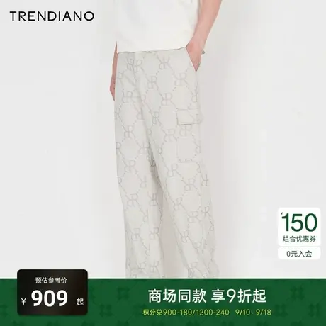 TRENDIANO官方字母提花复古宽松休闲长裤男潮2023新款秋季商品大图