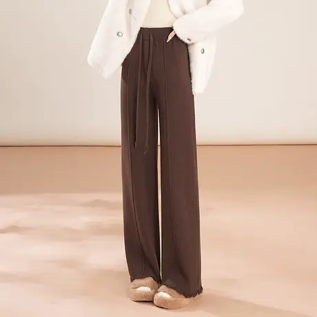 针织阔腿裤女秋冬垂感软糯毛线长裤2023新款高腰宽松百搭休闲裤子商品大图