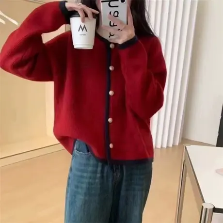 秋冬针织女毛衣开衫加厚外套2024爆款漂亮衣服宽松女上衣春秋外穿图片