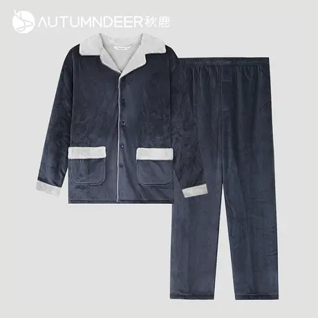 【商场同款】秋鹿毛绒睡衣男冬季珊瑚绒秋冬可外穿男士家居服1717商品大图