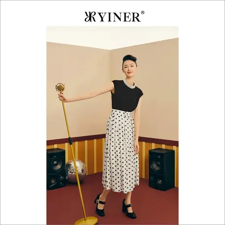 【1996系列】YINER音儿女装夏季贝色钉珠领针织衫无袖上衣商品大图