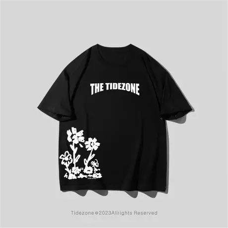 Ohlyah美式高街侧边花卉t恤短袖情侣装夏季潮牌ins原宿风上衣男女图片