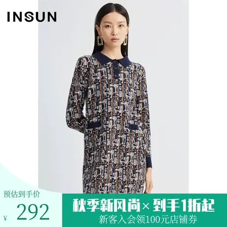 恩裳春秋时尚复古印花简约大气H型休闲经典连衣裙商品大图