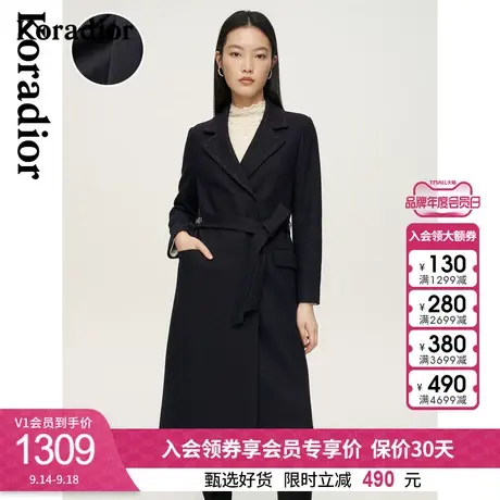 珂莱蒂尔年新款羊毛呢大衣女呢子外套中长款百搭收腰时尚气质图片