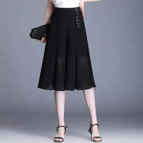 雪纺裙裤七分裤女夏季薄款2023新款高腰大码阔腿裤宽松休闲裤裙子商品大图