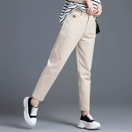 米色裤子女春秋女裤小个子2023新款九分哈伦裤女士休闲裤萝卜加绒商品大图