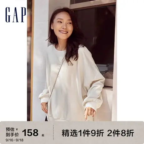Gap女装秋季款LOGO美式休闲卫衣736194运动落肩袖显白上衣潮图片