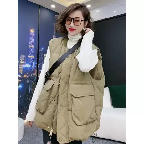 欧货春秋大码设计感小众洋气无袖工装马夹女胖妹妹200斤马甲外套商品大图