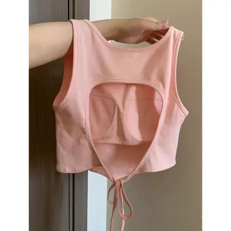 辣妹纯欲性感露背吊带背心女夏天多巴胺穿搭短款无袖上衣T恤潮ins商品大图