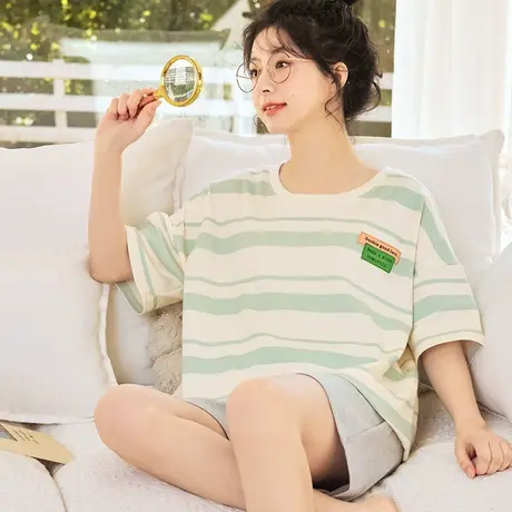 南极人纯棉睡衣女士夏季短袖2023年新款可外穿家居服套装夏天薄款图片