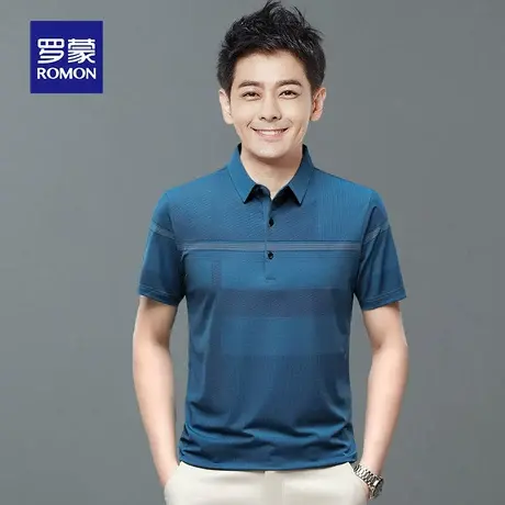 罗蒙男士冰丝短袖Polo衫夏季薄款中青年商务休闲T恤带翻领上衣服商品大图