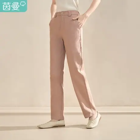 【商场同款】茵曼2023春女装新款优雅通勤肌理感直筒遮胯显瘦长裤图片
