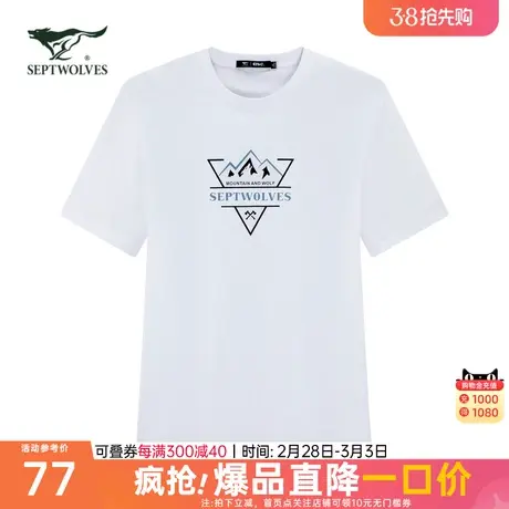 七匹狼短袖T恤2023夏季新款半袖休闲圆领男士上衣体恤潮流男装商品大图
