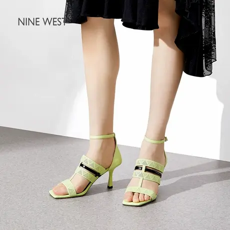 【商场同款】Nine West/玖熙高跟时装凉鞋女2025夏季新款方头凉鞋图片