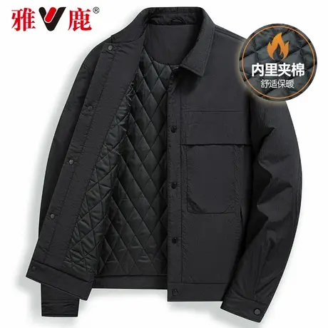 雅鹿男士时尚百搭短款翻领棉服2024冬季新款衬衫风宽松保暖棉衣男图片