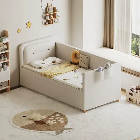 顾家家居儿童床男孩女孩婴儿拼接床沙发床加宽床宝宝护栏实木床商品大图