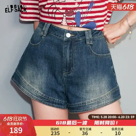 妖精的口袋复古高腰牛仔短裤女2025年夏季新款宽松a字小个子裤子图片