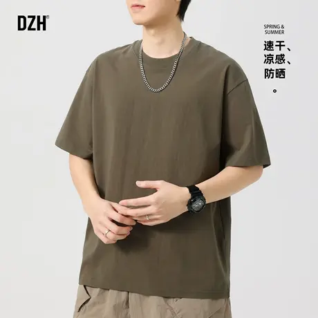 男士山系纯色短袖男夏户外速干凉感t恤2025新款衣服男款半袖上衣商品大图