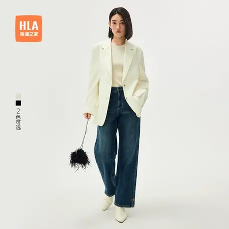 HLA/海澜之家平驳领休闲西服25春季新纯色通勤风优雅职场外套女装商品大图