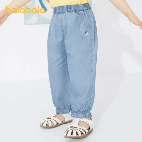 巴拉巴拉童装女童裤子儿童长裤2024新款夏装时尚经典牛仔裤印花潮图片