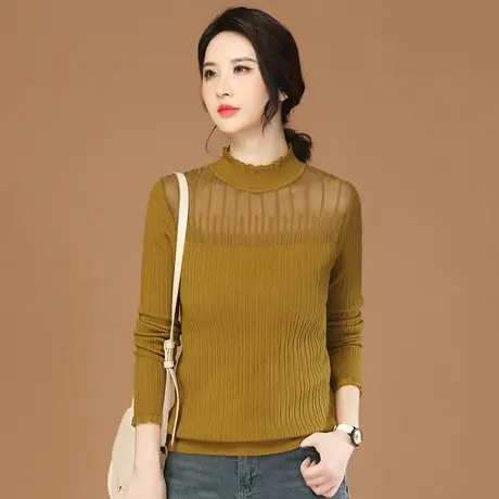 韩潮袭人美拉德半高领修身打底毛衣2023秋季新款内搭长袖针织衫女商品大图