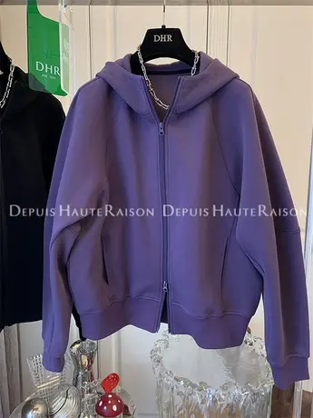 美式复古运动休闲拉链连帽卫衣上衣女春秋外套设计感小众秋装新款商品大图