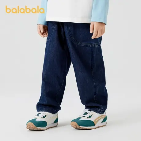 巴拉巴拉童装儿童裤子男童女童牛仔裤2024秋装新款长裤松紧腰百搭商品大图
