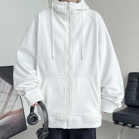 连帽卫衣男春秋季开衫2023新款休闲宽松运动上衣服青少年运动外套商品大图